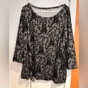 Croft & Barrow Black and White Boxy Blouse. Size 3X